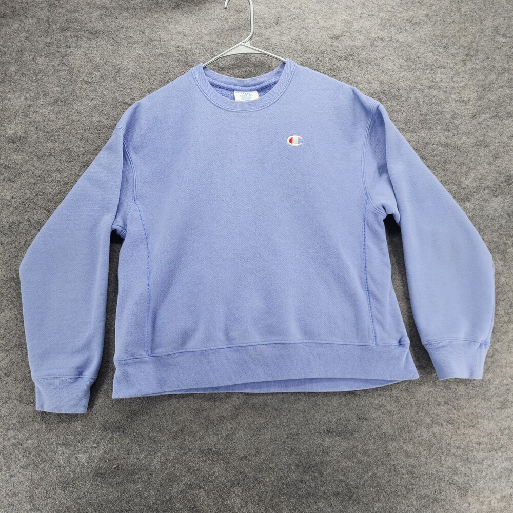 Vintage Champion Reverse Weave Sweatshirt Womens Large Blue Long Sleeve Cropped